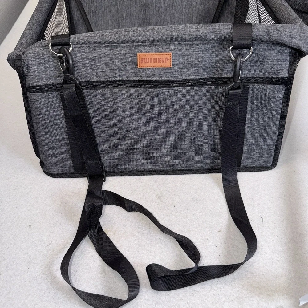 SWIHELP Pet Car Booster Seat Gray Travel Carrier Dog Cat Safety Seat 17